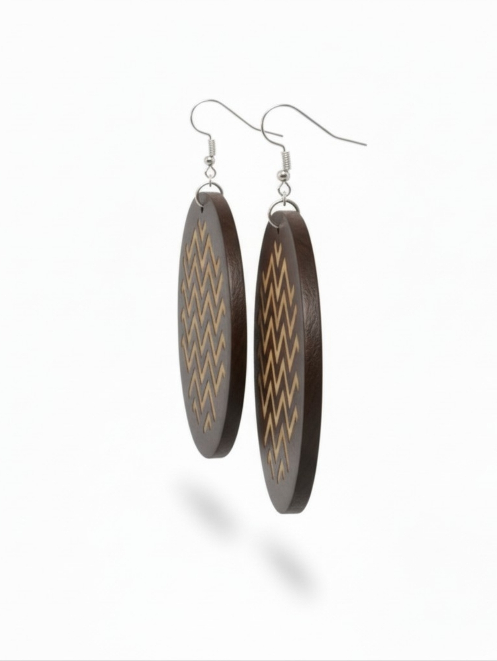 Chevron Circle ▪︎ Wood Enriched Laser Cut Earringz